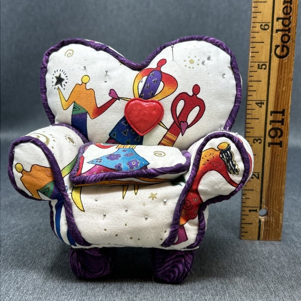 Old Mary Engelbreit Dritz Collectible Armchair Pin Cushion Fabric Sewing Decor
